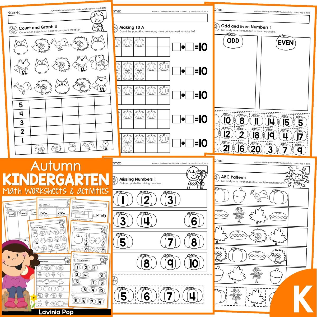 Autumn Math Worksheets For Kindergarten In My World Autumn Math Worksheets For Kindergarten In My World