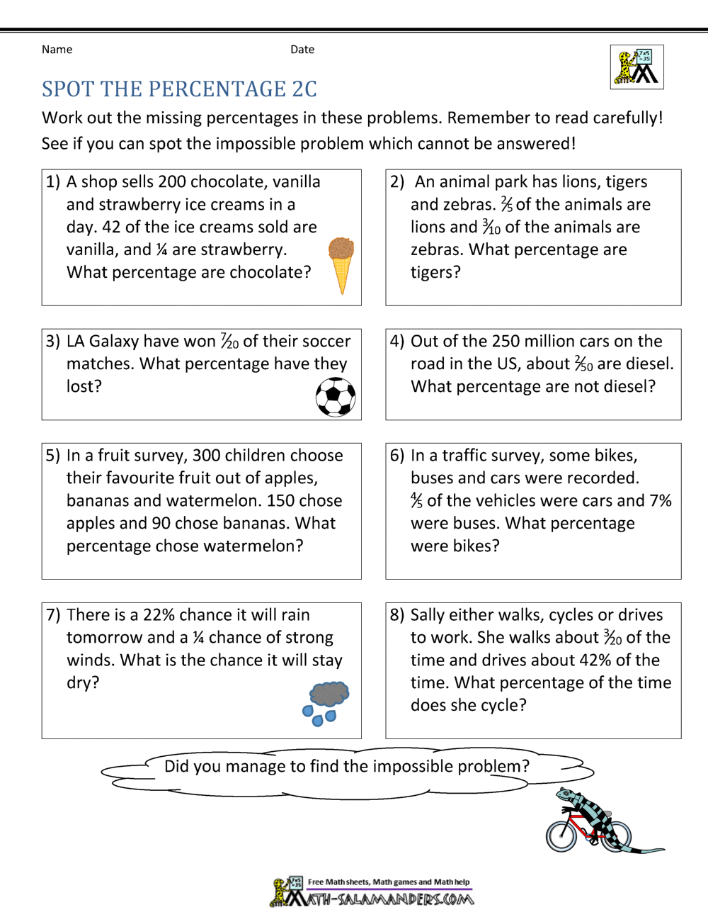 Percentages Worksheets