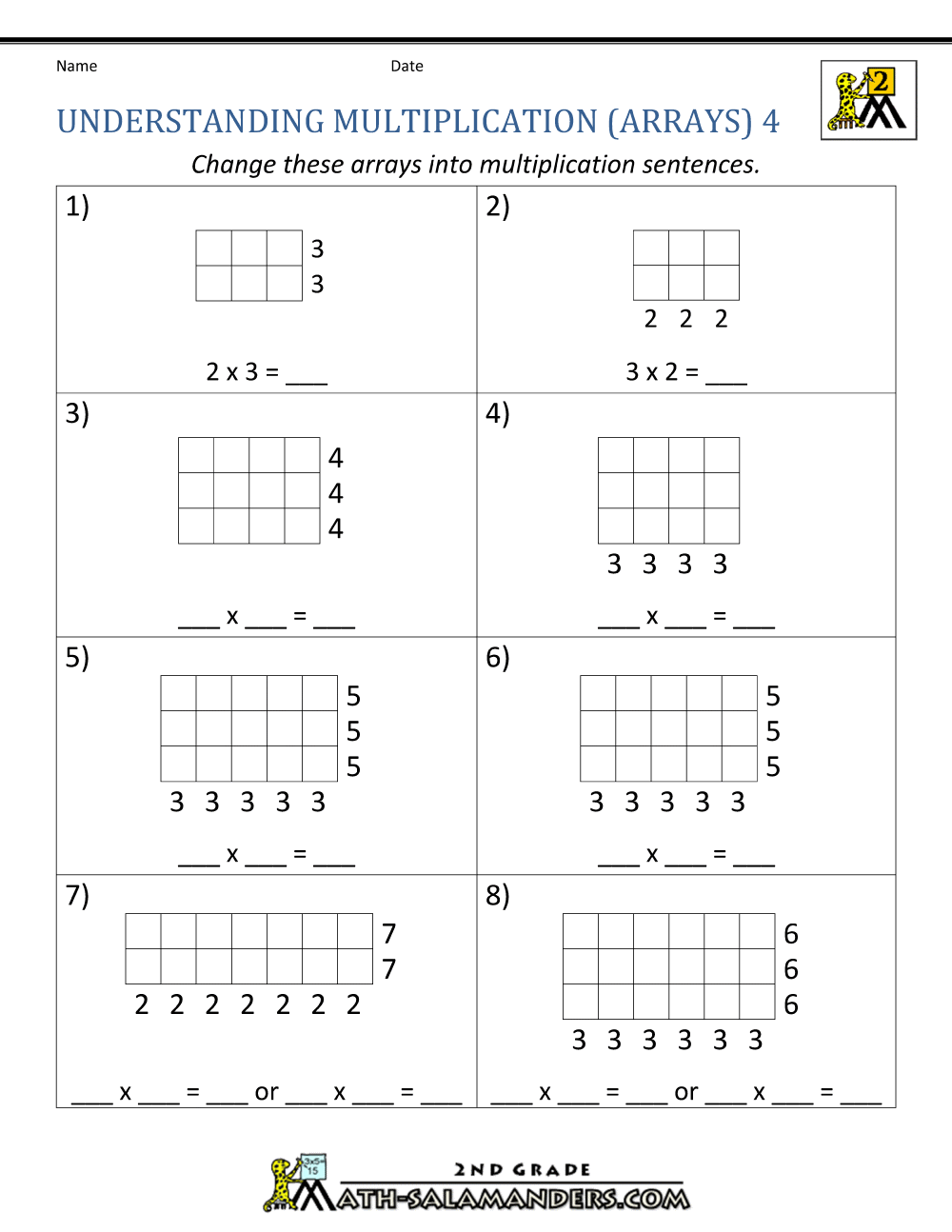 Beginning Multiplication Worksheets Free Multiplication Arrays Worksheets Teach Prints