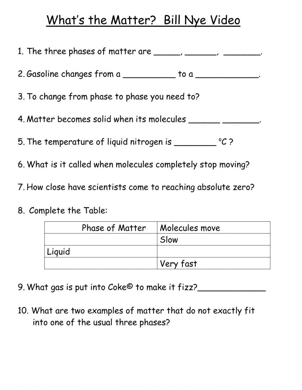 Bill Nye Phases Of Matter Online Exercise For Worksheets Library Bill Nye Phases Of Matter Online Exercise For Worksheets Library