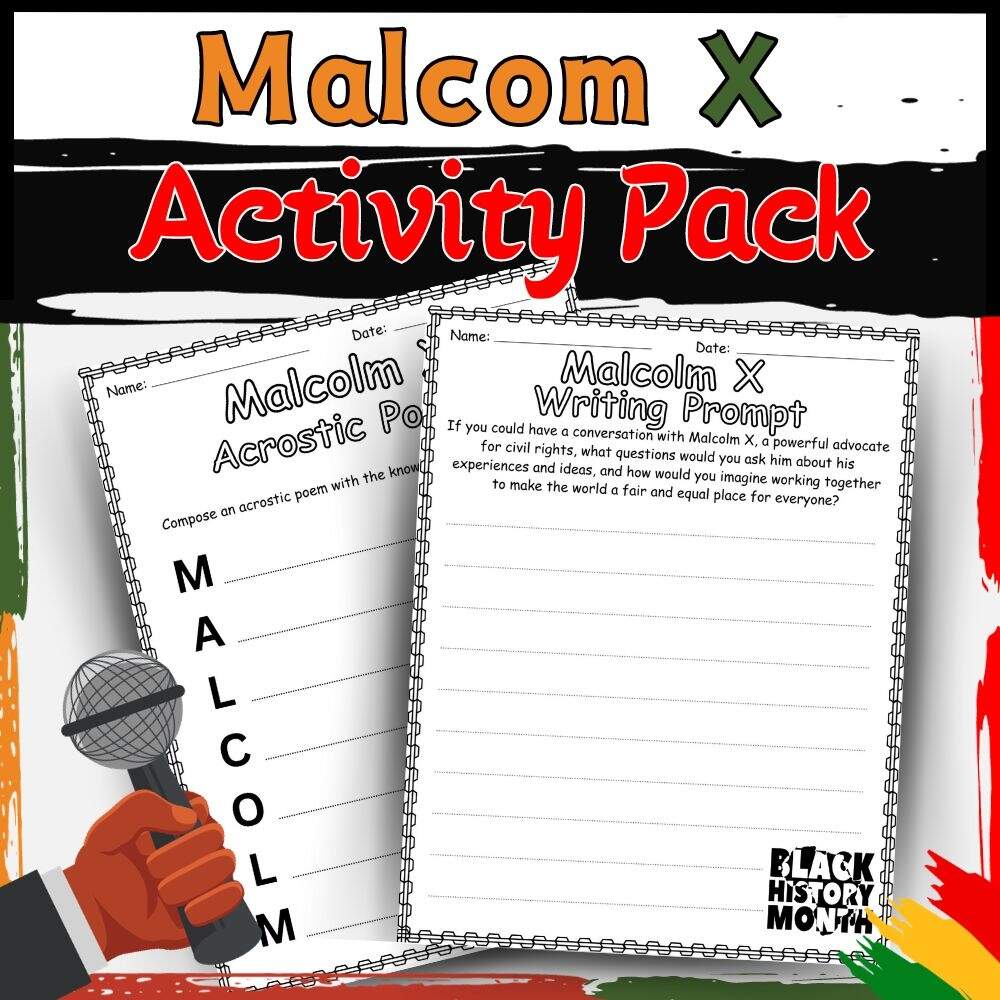 Black History Month Malcolm X Activity Set For Fun And Educational Learning Made By Teachers