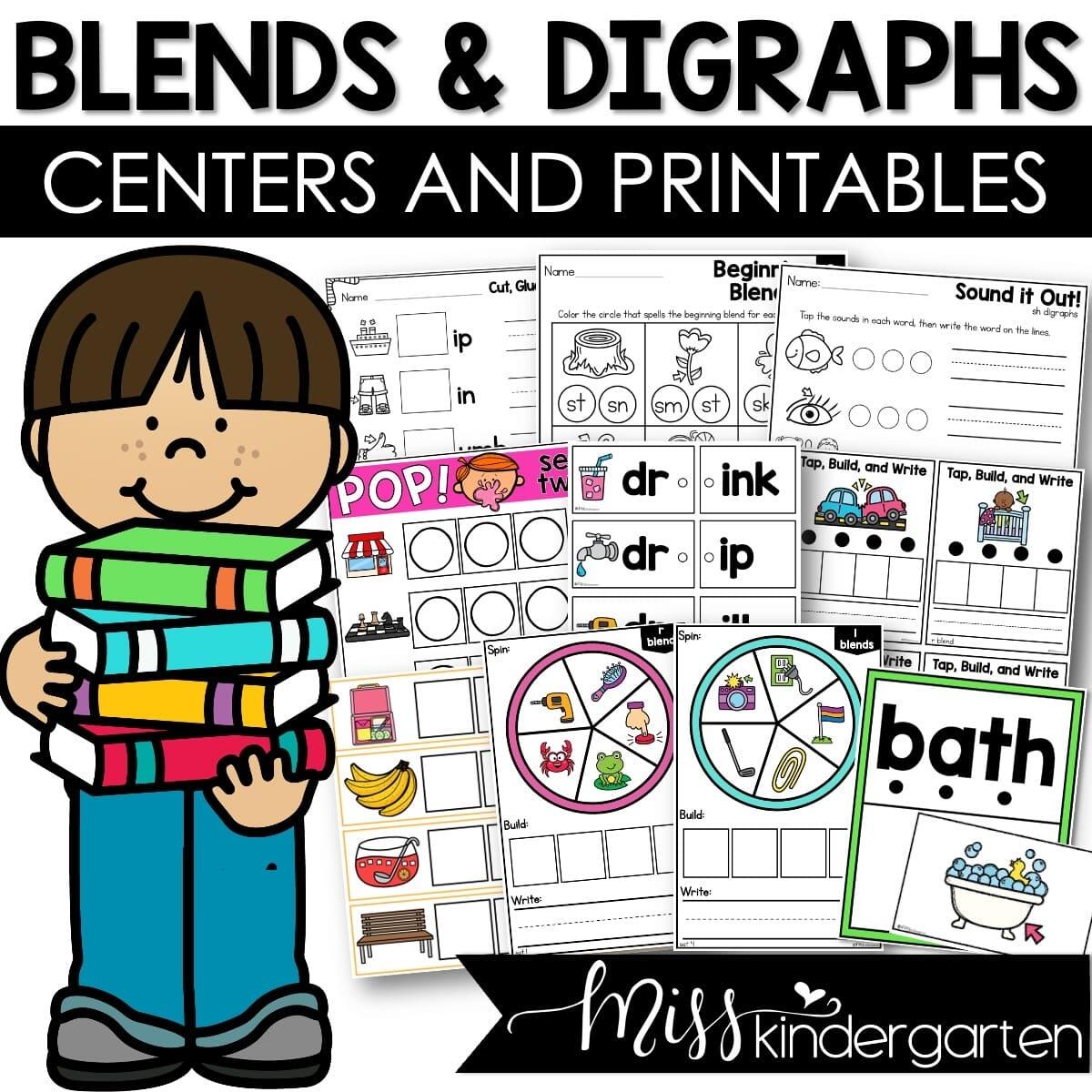 Blends And Digraphs Centers Worksheets Short Vowel Reading Practice Miss Kindergarten Blends And Digraphs Worksheets Printable