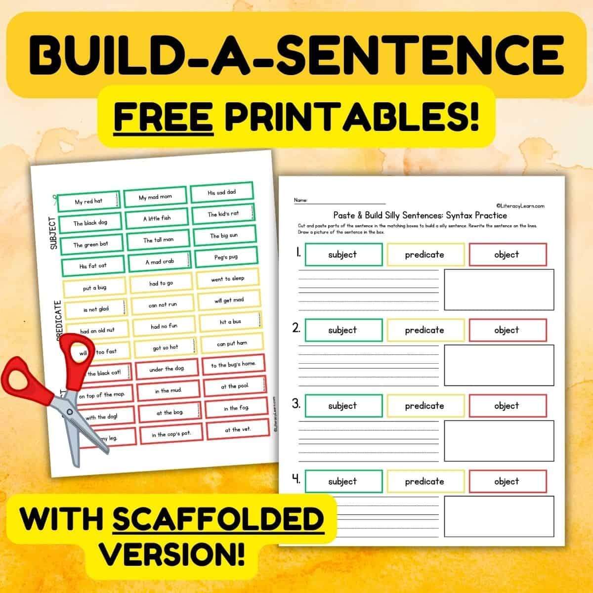 Build A Sentence Worksheets FREE Printables Literacy Learn Free Sentence Builder WorksheetsMaking English Fun