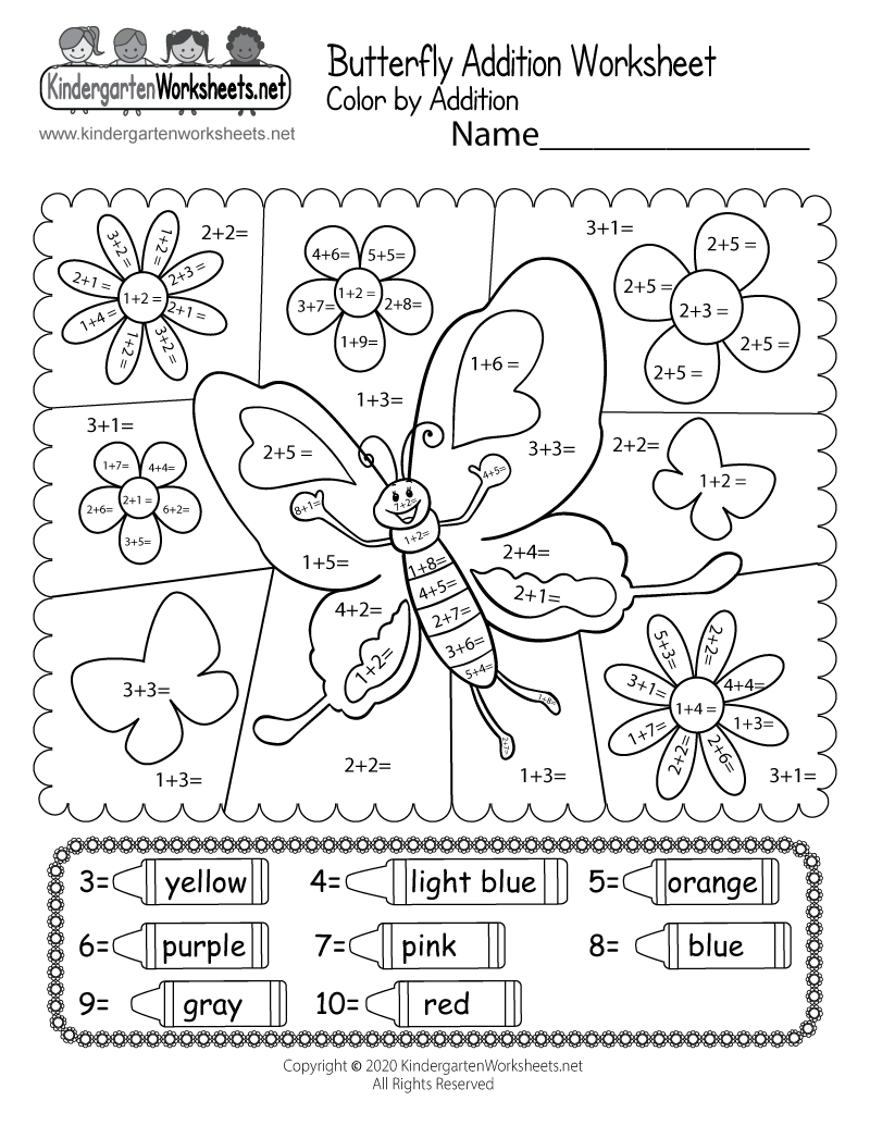 Butterfly Color By Addition Worksheet Free Printable Digital PDF Column Addition With Pictures Worksheet Free Printable Digital PDF