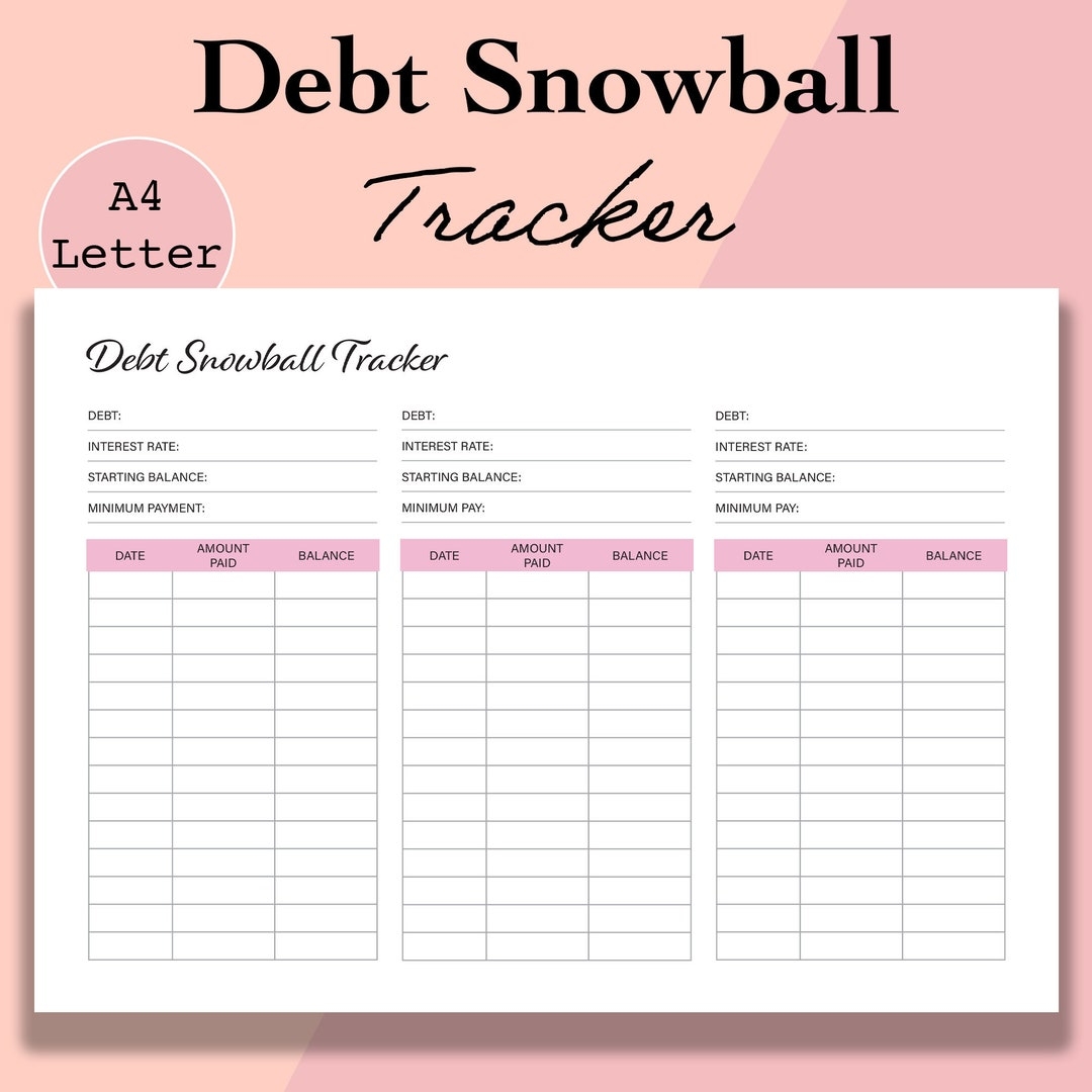 Buy Debt Snowball Tracker Printable Debt Free Chart Debt Payoff Worksheet Debt Payment Debt Progress Journal A4 Letter Digital Download Online In India Etsy