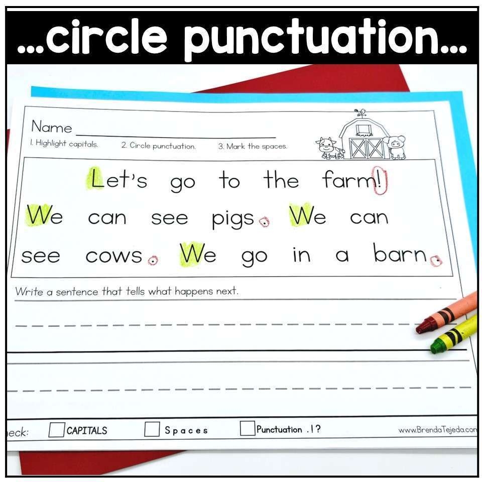 Capitalization And Punctuation Worksheets Sentence Editing And Structure Fall Tejeda S Tots