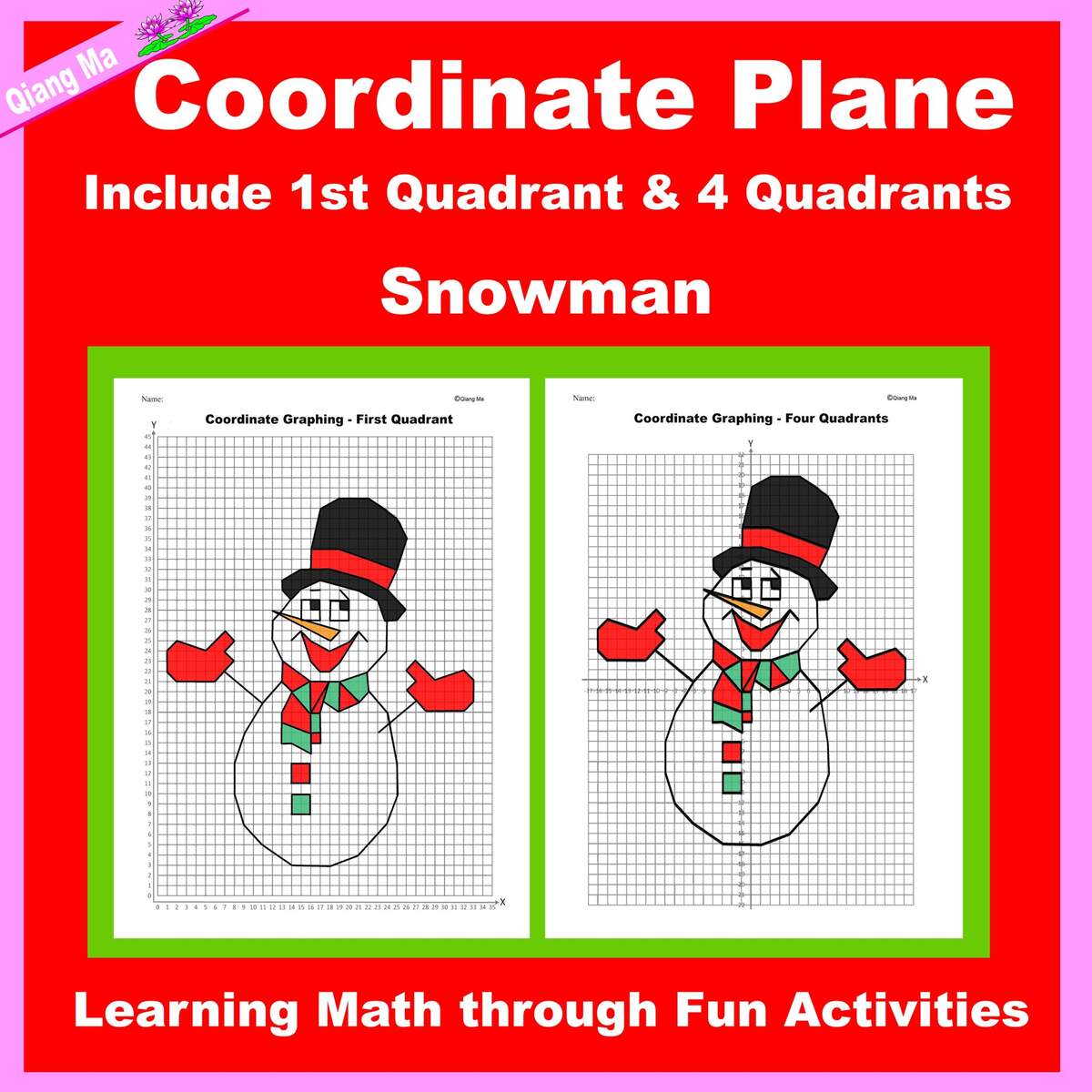 Christmas Coordinate Plane Graphing Picture Snowman Classful Christmas Coordinate Plane Graphing Picture Snowman Classful
