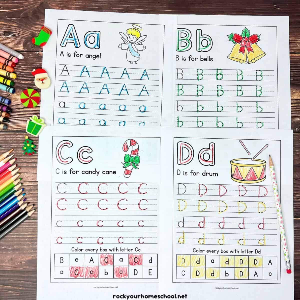 Christmas Handwriting Worksheets For Holiday Alphabet Fun Free Rock Your Homeschool