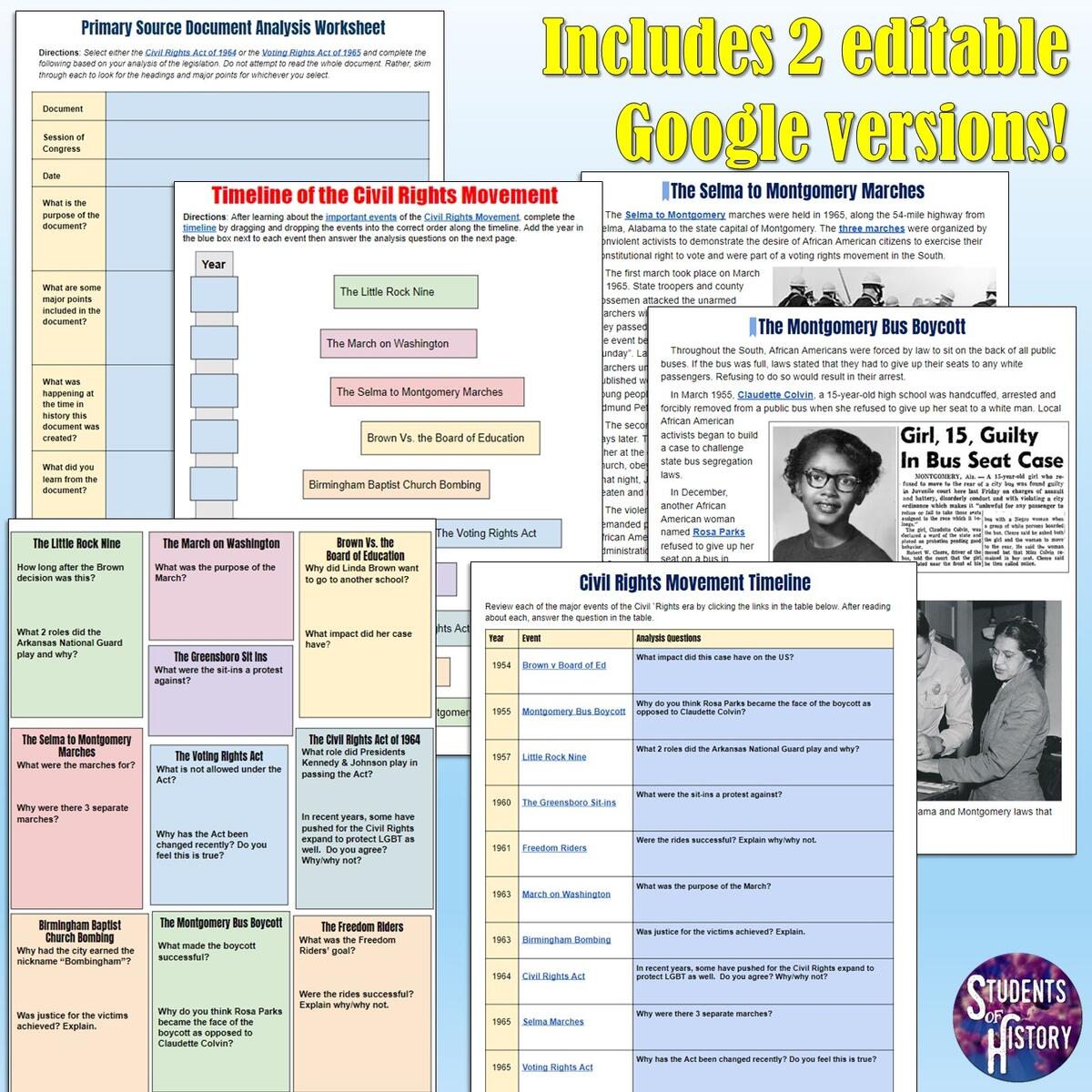 Civil Rights Movement Timeline Activity Civil Rights Movement Timeline Activity