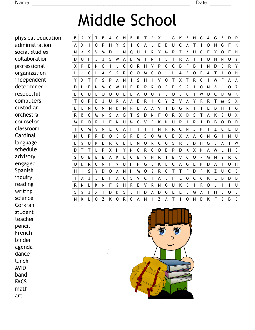 Classroom Objects Word Search WordMint