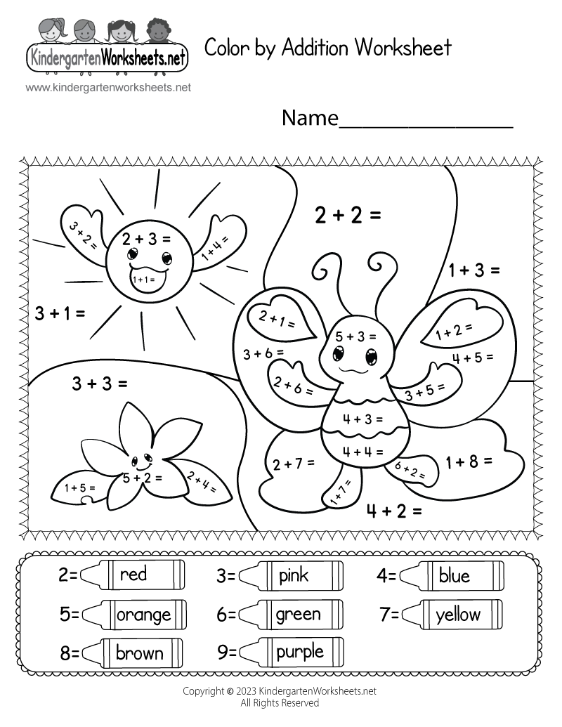 Color By Addition Worksheet Free Printable Digital PDF Kindergarten Math Worksheets PDF Printable PDF Worksheets Cazoom Math