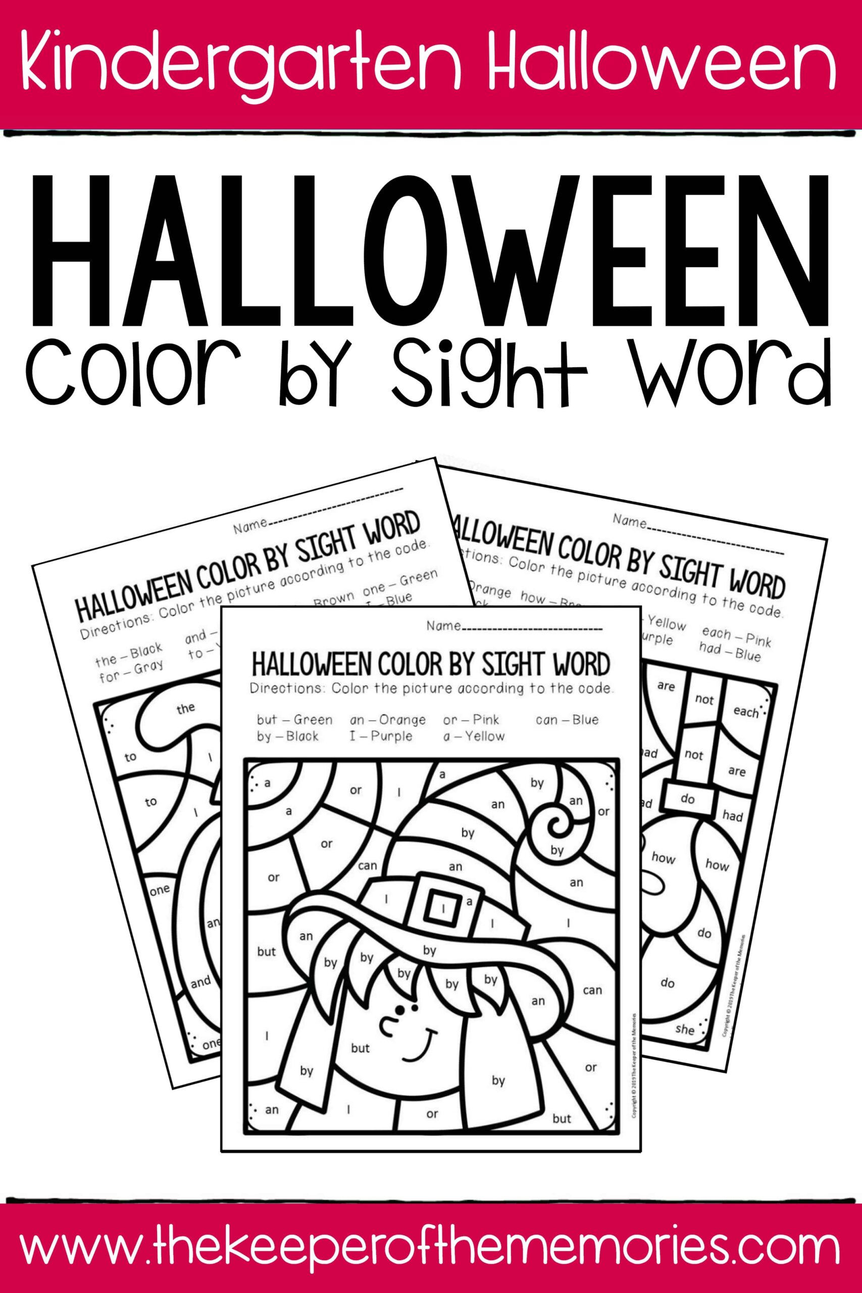 Color By Sight Word Halloween Kindergarten Worksheets Halloween Color By Sight Words Halloween Color By Code Halloween Coloring Pages Classful
