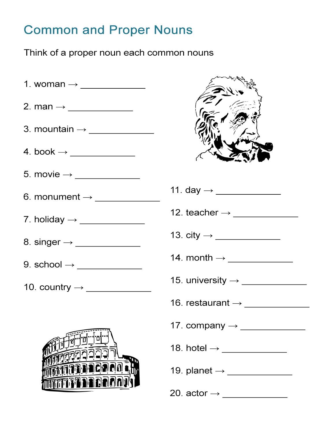 Common And Proper Nouns Worksheet ALL ESL Nouns Worksheets Proper And Common Nouns Worksheets