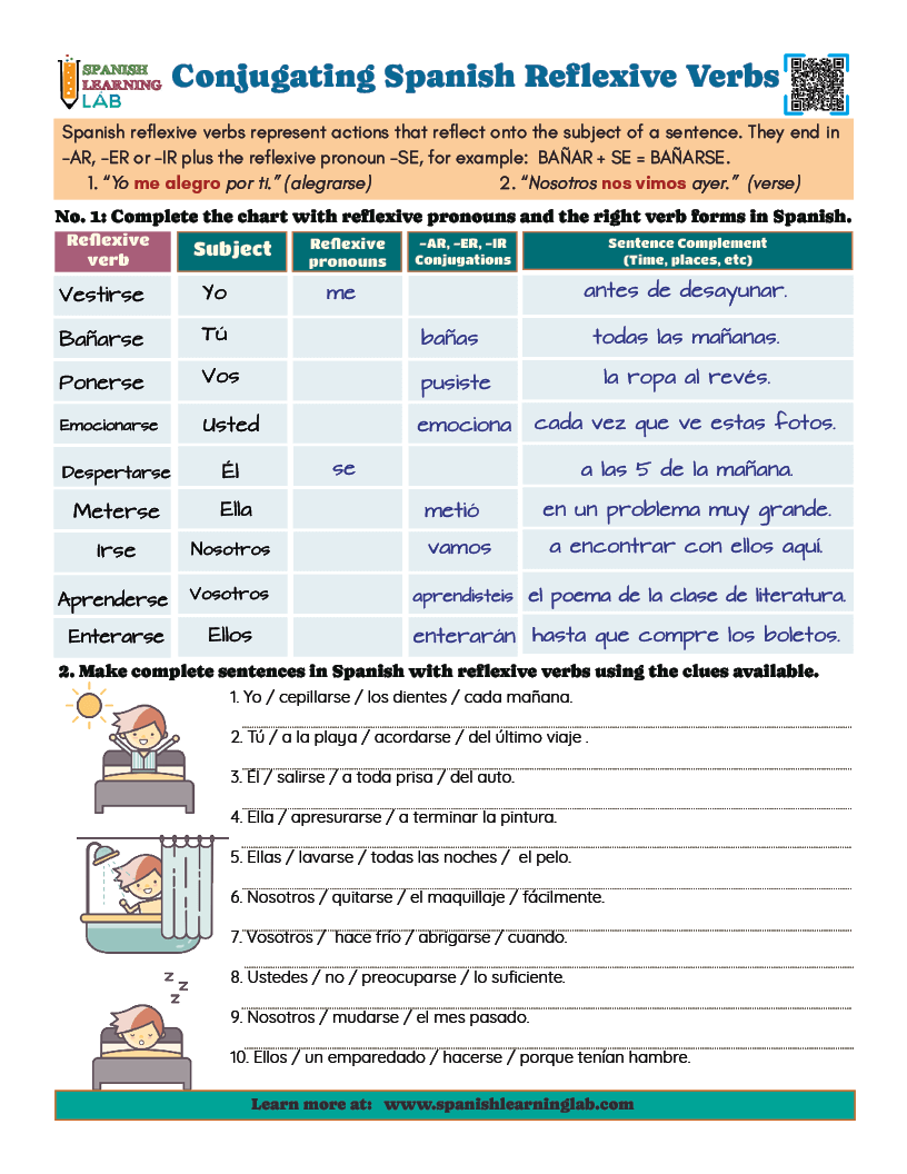 19 Reflexive Verbs In Spanish Worksheet Free PDF At Worksheeto