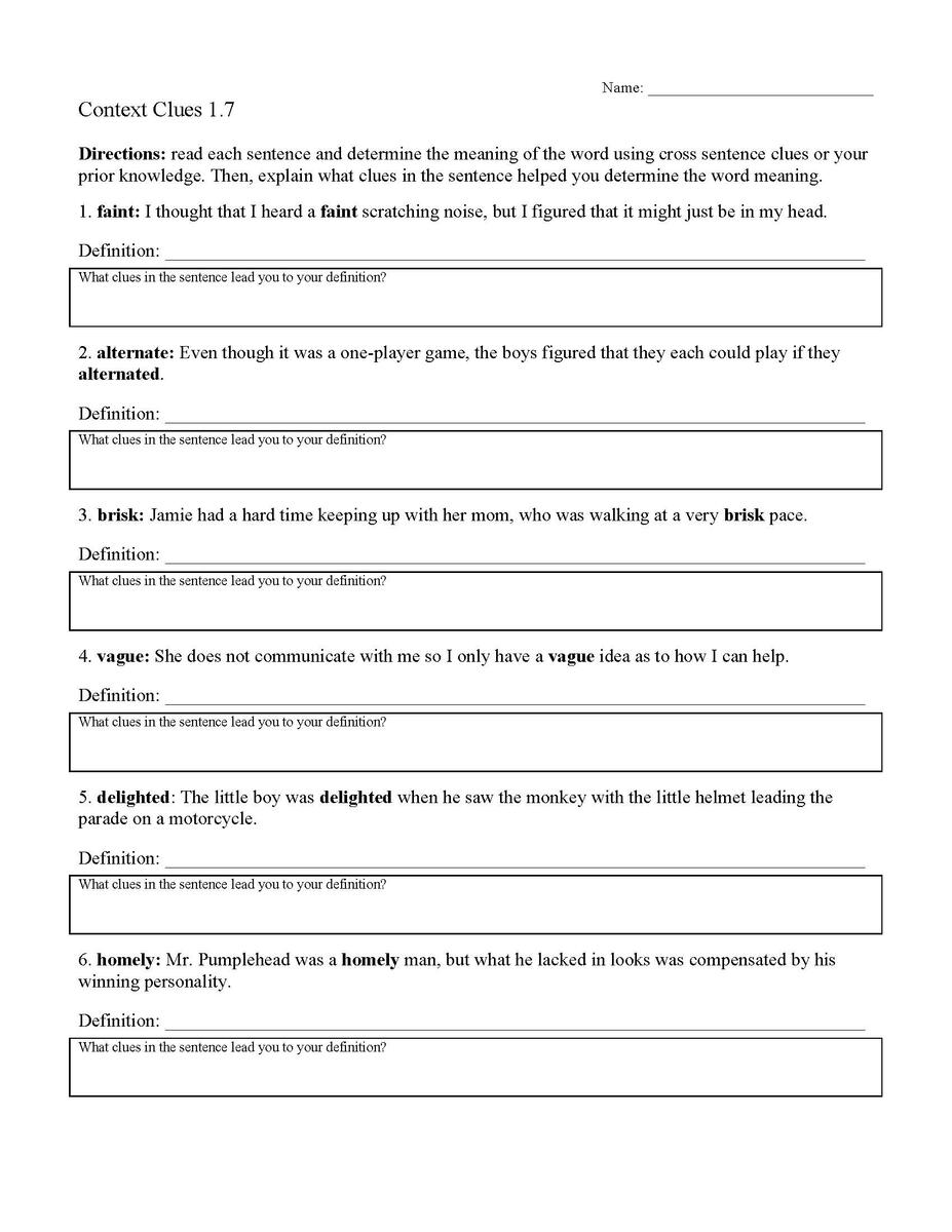 Context Clues Worksheets Ereading Worksheets Context Clues Worksheets By Grade Printable Reading Activities