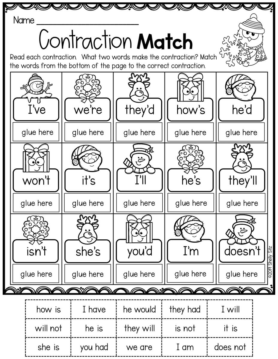 Contractions Worksheets Grade1to6