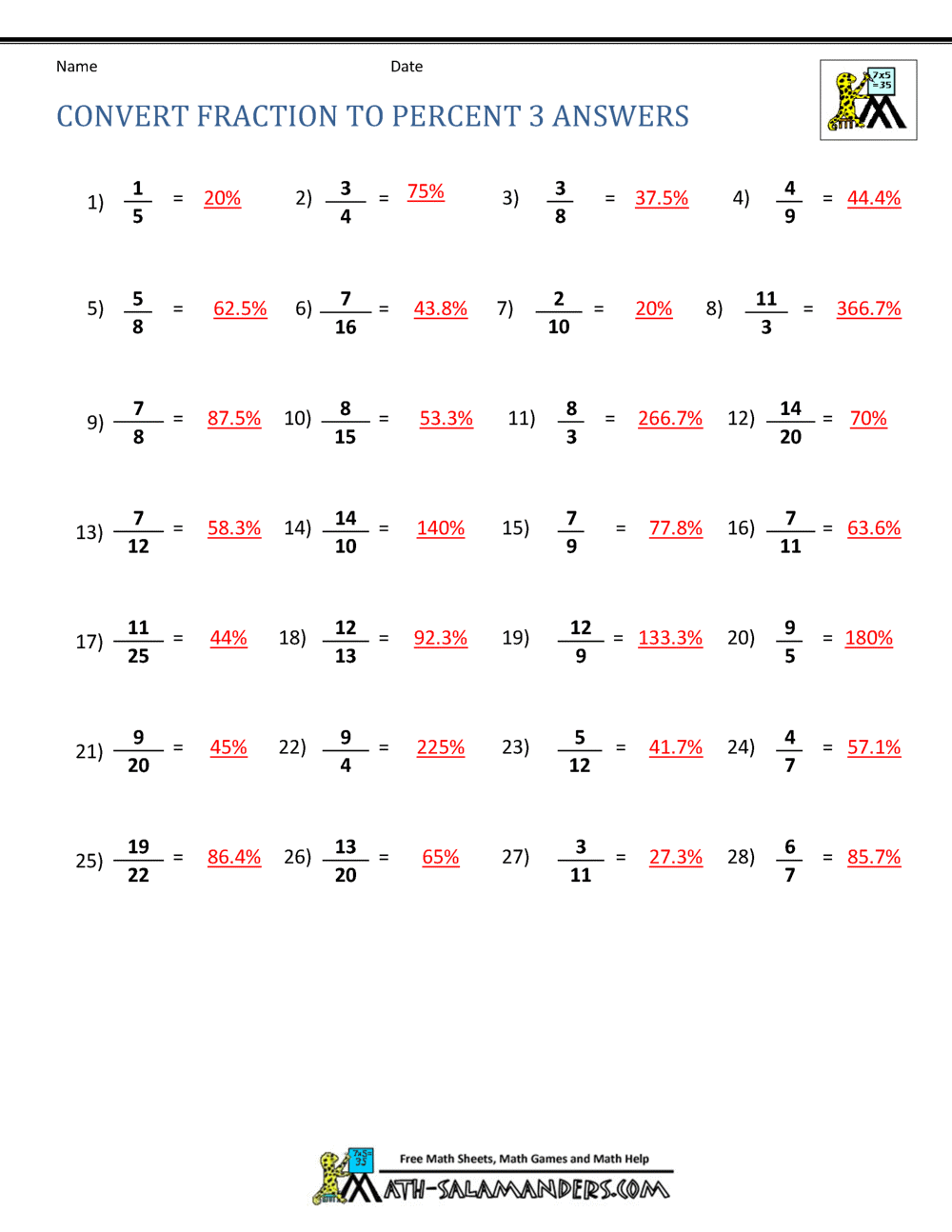 Convert Fraction To Percent