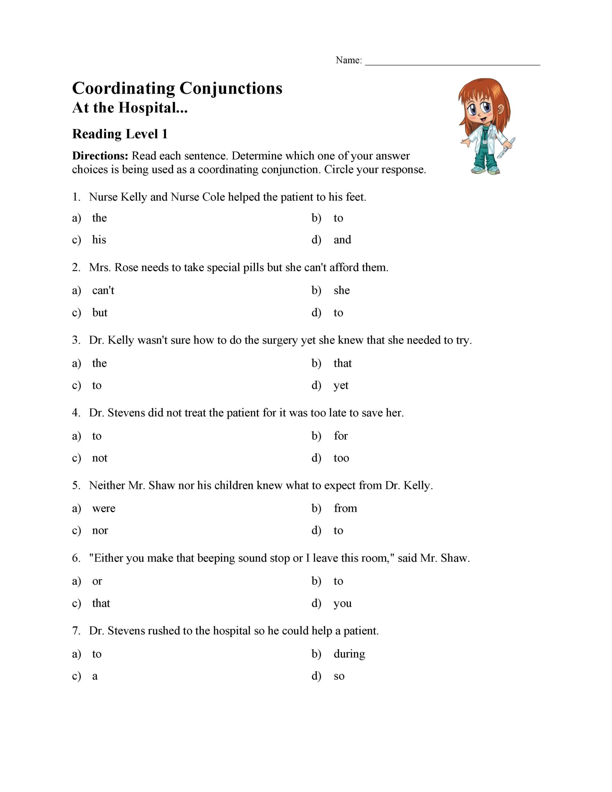 Commas Coordinating Conjunctions Worksheet