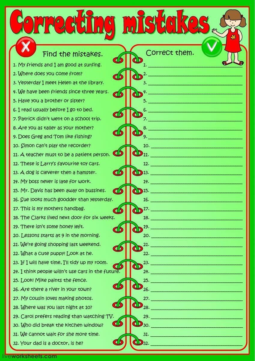 Correcting Mistakes Worksheet Worksheets Library Correcting Mistakes Worksheet Worksheets Library