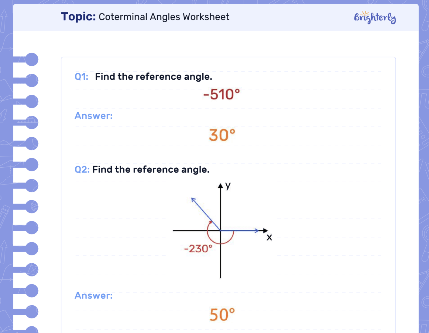 Coterminal Angles Worksheet Free Printable Angles In Standard Position Coterminal Angles And Reference Angles Homework By Teach Simple