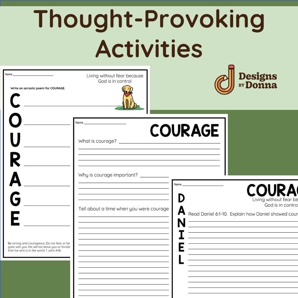 Courage Christian Character Trait Packet No Prep Classful Christian Character Trait Posters Surfing Theme Etsy
