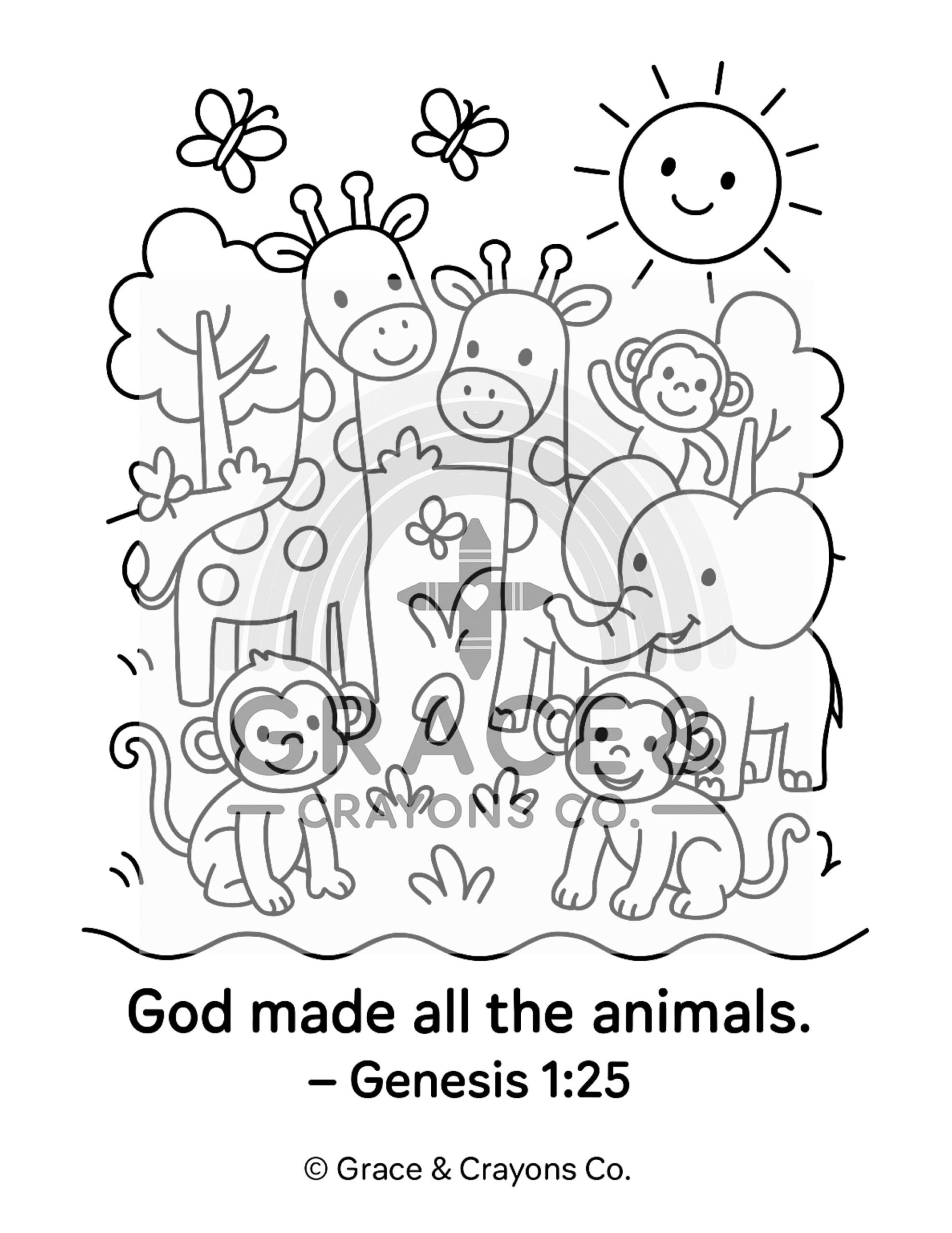Creation God Made Animals Toddler Coloring Page Etsy Israel