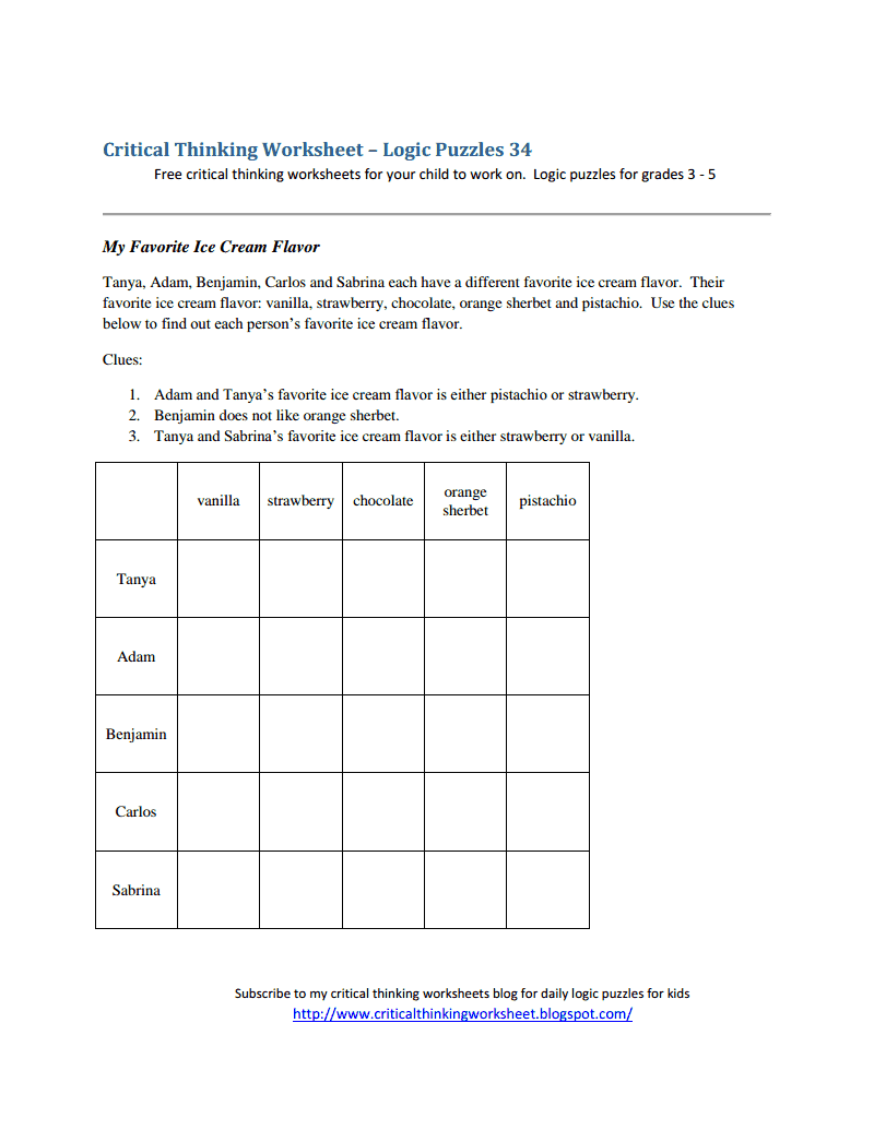 Critical Thinking Worksheets Facts Process Logic Outcomes Worksheets Library