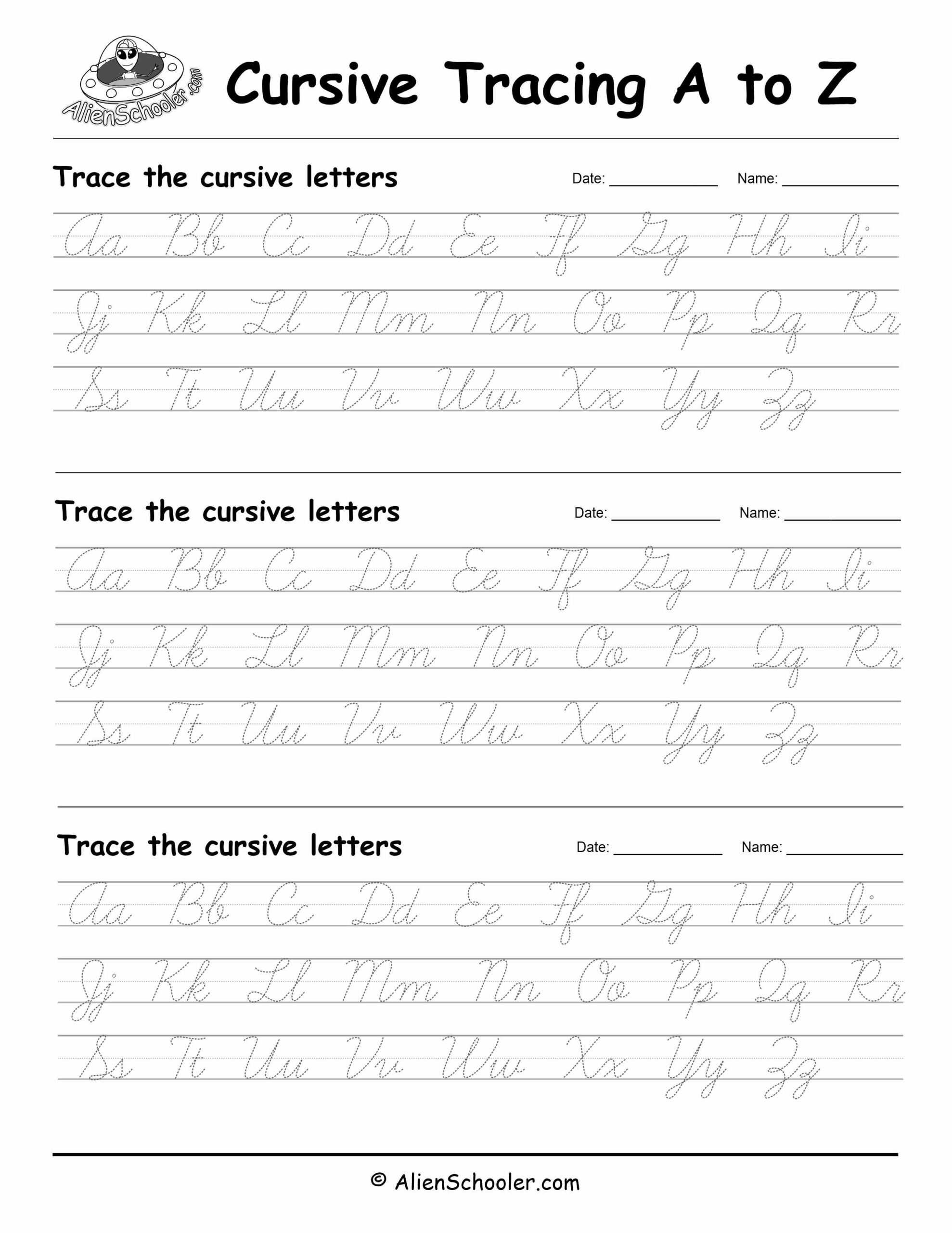 Cursive Alphabet Tracing Worksheet Printable Trace The Cursive Alphabet Cursive Practice Letter Tracing Tracing Worksheets Etsy