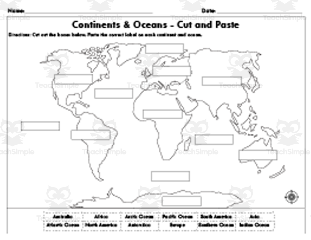 Cut And Paste Continents And Oceans World Map By Teach Simple Continents And Oceans Map Activity Print And Digital By History Gal