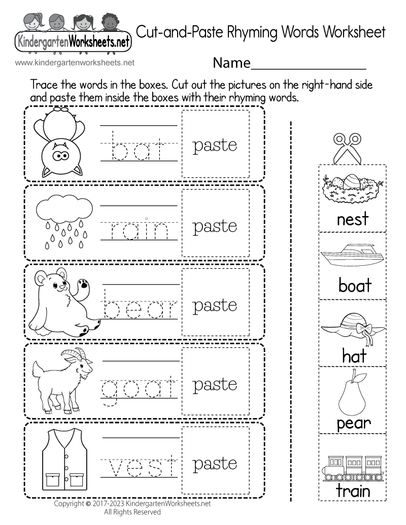 Cut And Paste Rhyming Words Worksheet Free Printable Digital PDF Letter B Word Tracing Cut And Paste Beginning Sounds Worksheet Ezpzphonics