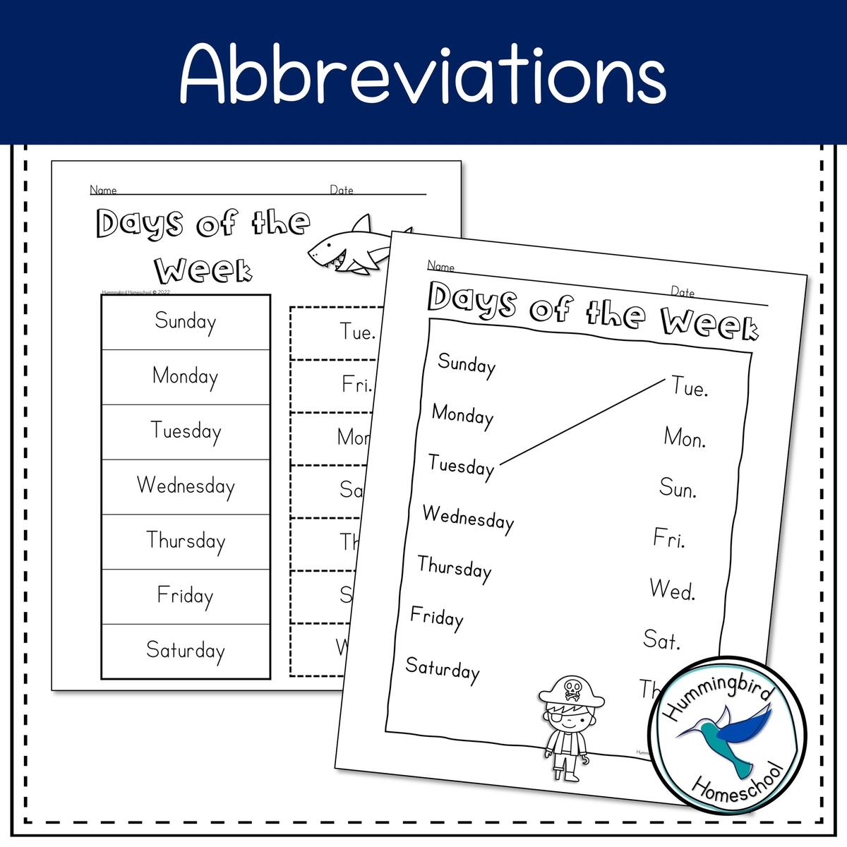 Days Of The Week Printables PDF Teaching Resource Hummingbird Homeschool Free Days Of The Week Worksheets Teach Prints