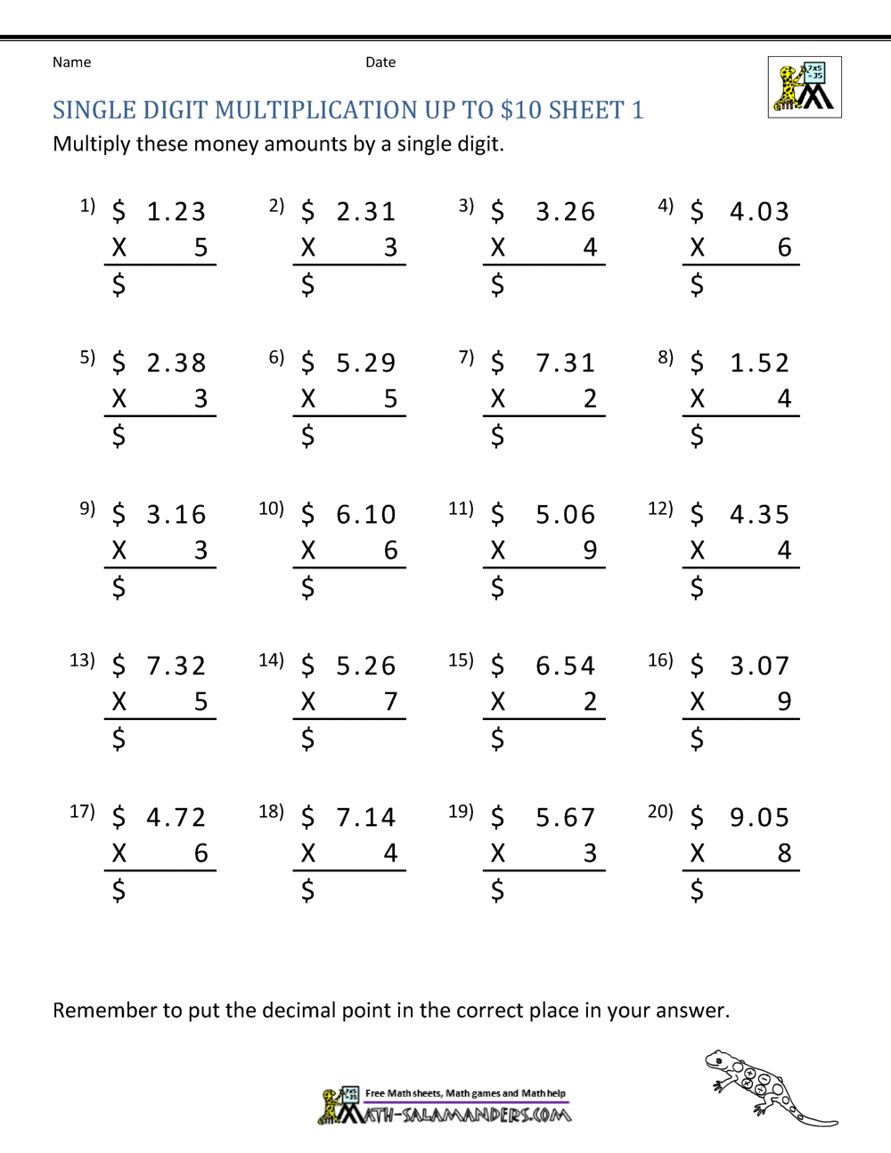 12 Multiplying Decimals Worksheet Free PDF At Worksheeto