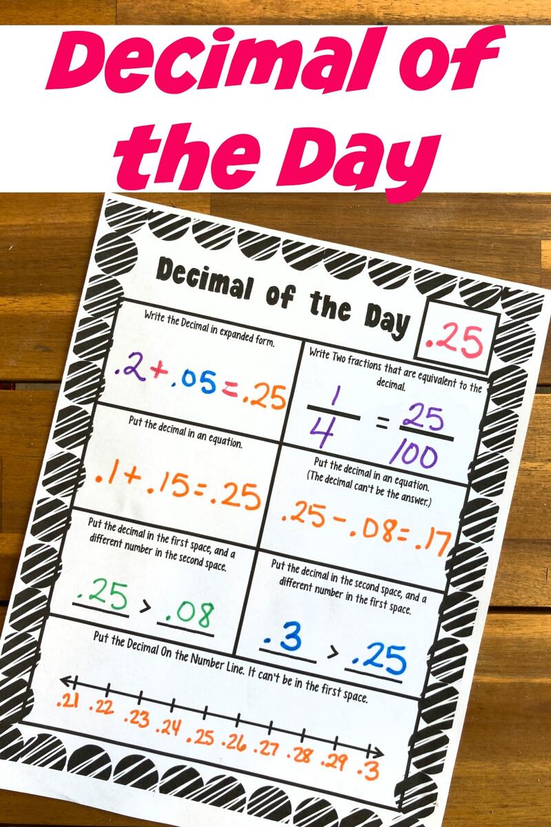 Decimal Of The Day A FREE Printable To Review Decimals Daily Decimal Of The Day A FREE Printable To Review Decimals Daily