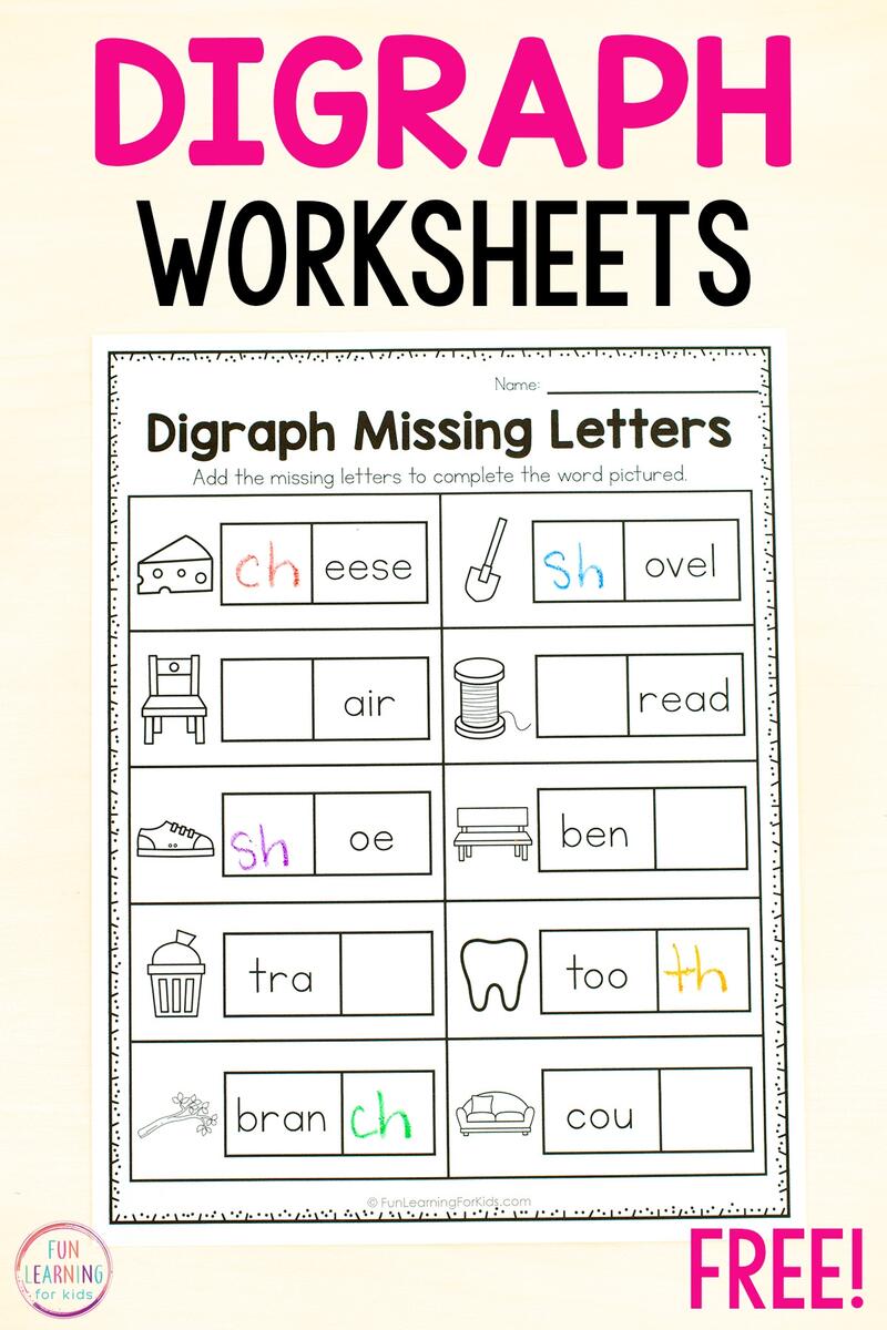 Digraph Missing Sound Worksheets For Phonics Practice Diagraphs Free Printable