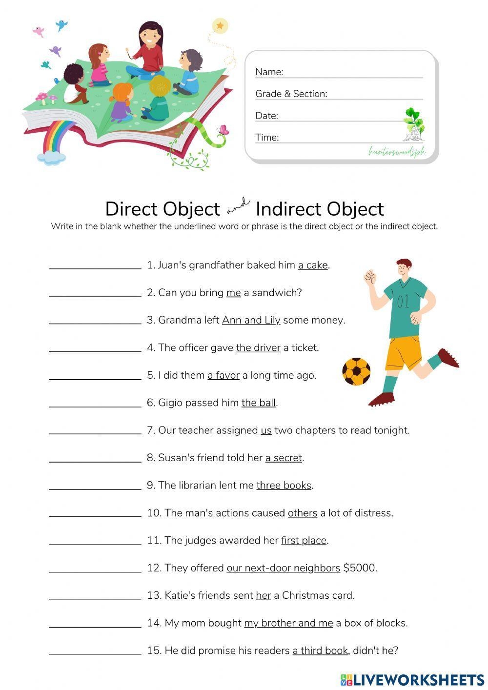 Direct And Indirect Object Worksheet Practice Exercises For Grammar Mastery Direct And Indirect Object Worksheet Practice Exercises For Grammar Mastery