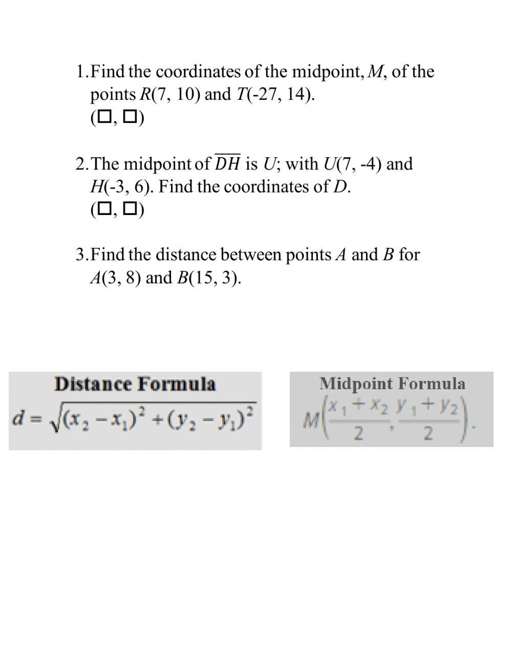 Distance And Mid Point Formula Practice Worksheet Worksheets Library Printable Midpoint And Distance Formula Worksheets Download