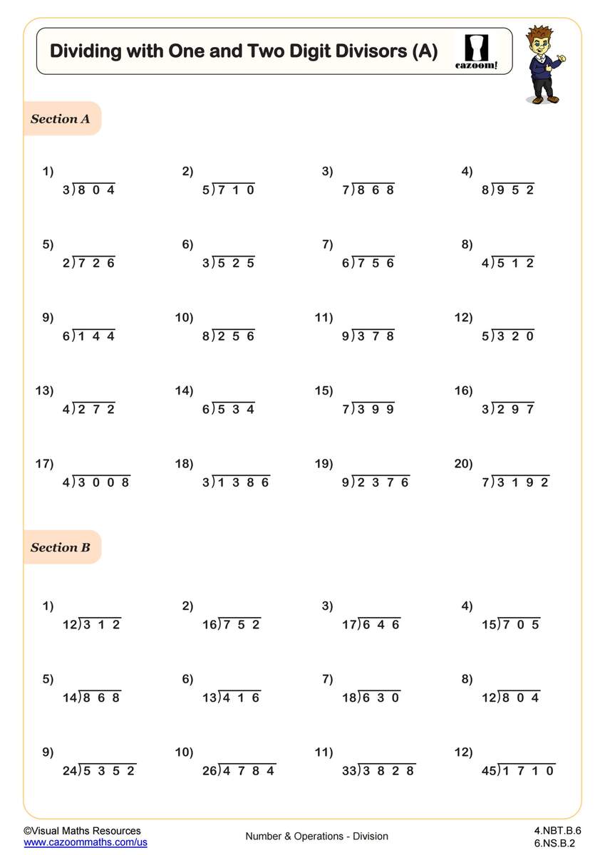 Long Division Worksheets For Grades 4 6