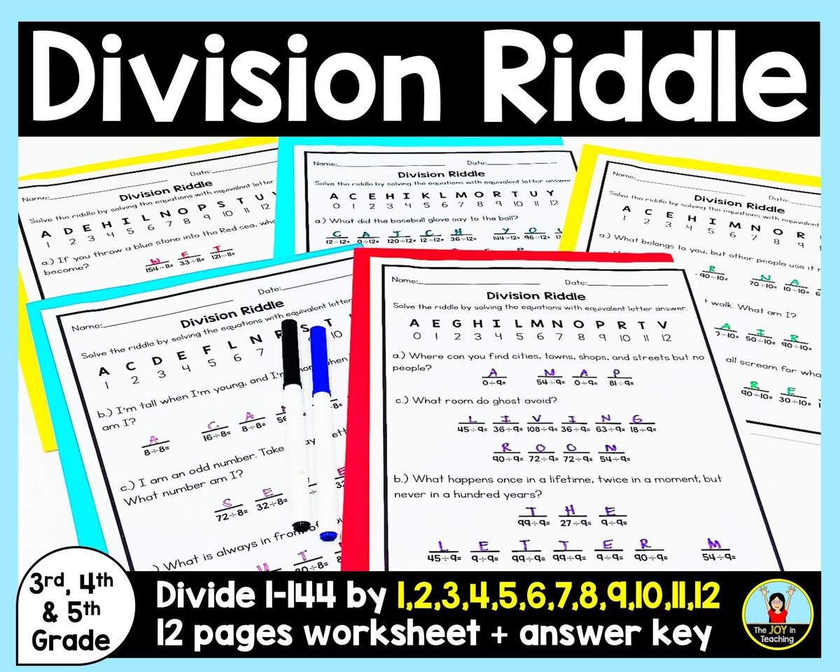 Division Riddle Worksheet Etsy