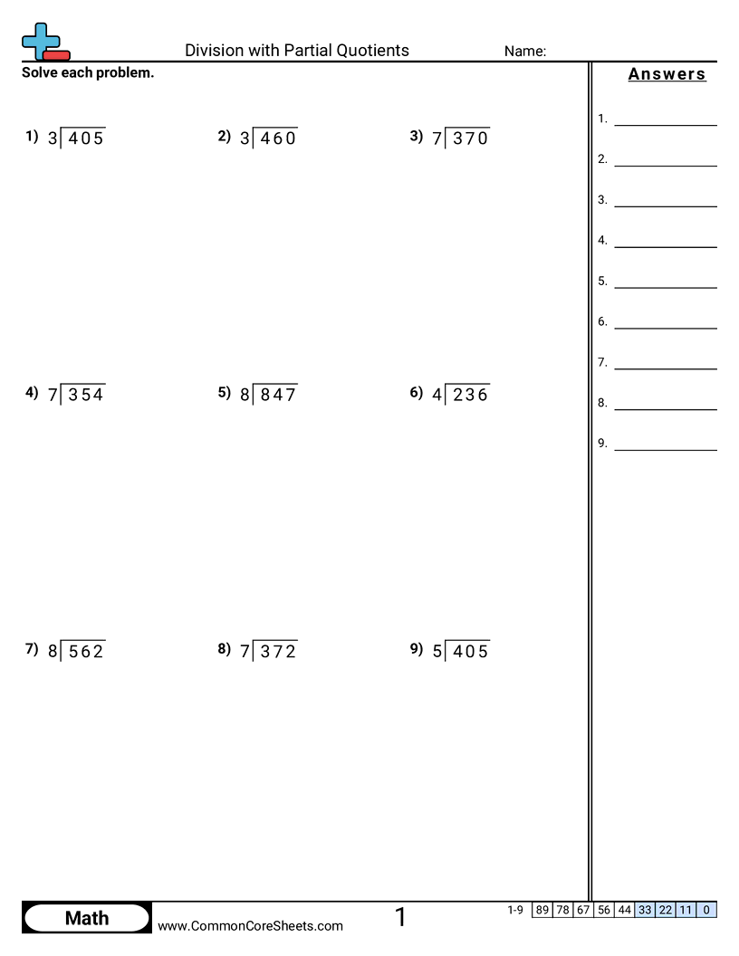 Division With Partial Quotients Worksheet Download Division With Partial Quotients Worksheet Download