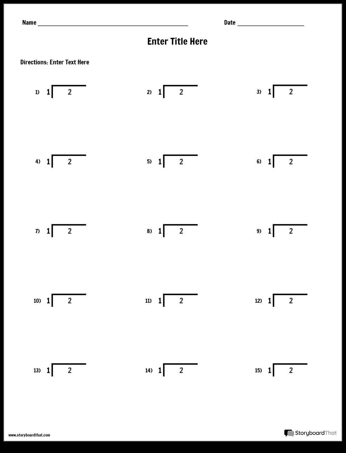 Division Worksheets Create Customize With Storyboard That Division Worksheets Create Customize With Storyboard That