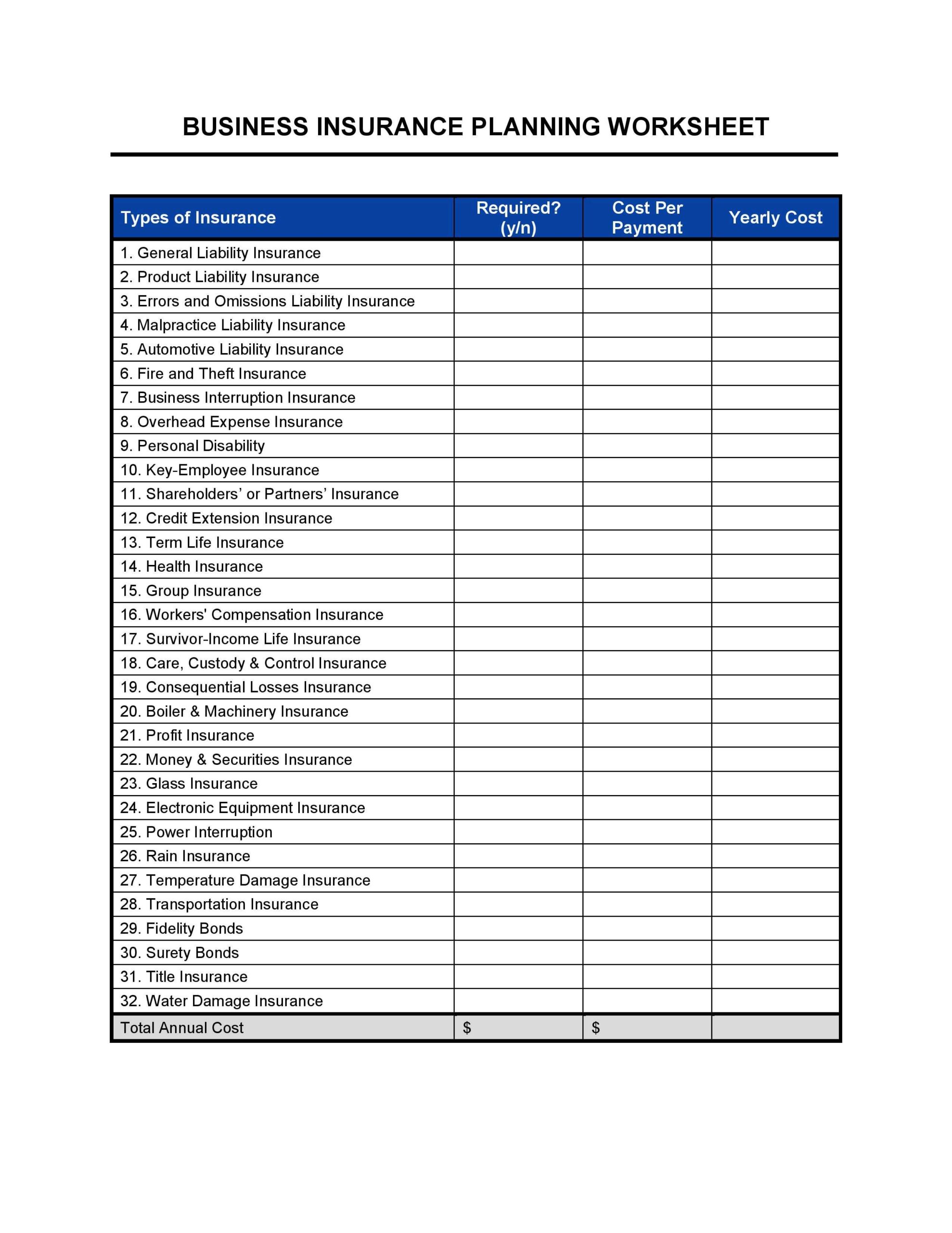 Docs Bizkit Insurance Information Template Organized PDF For Records