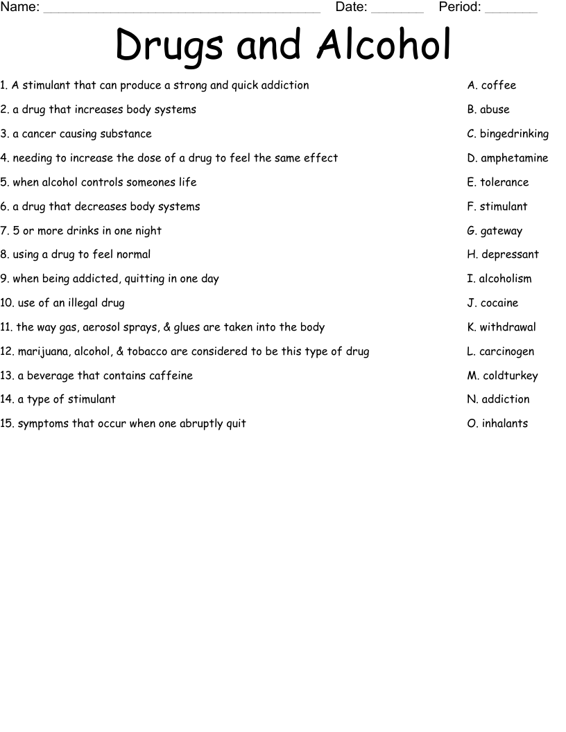 Drugs And Alcohol Worksheet WordMint 17 Free Printable Drug Worksheets Free PDF At Worksheeto
