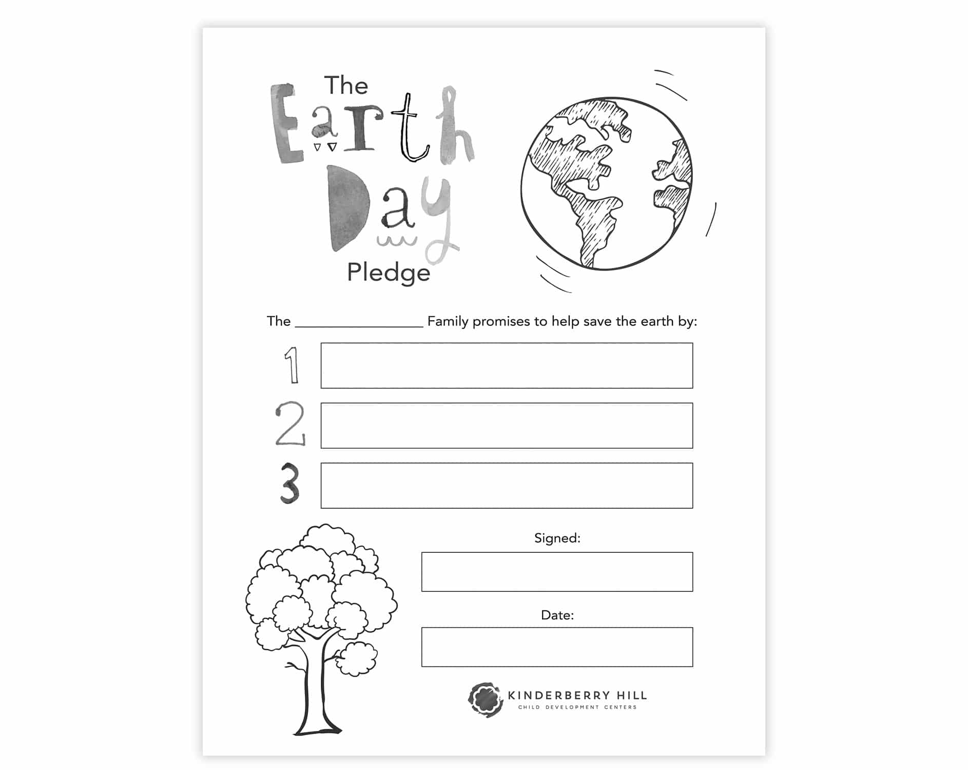 Earth Day Pledge Kinderberry Hill Earth Day Pledge Kinderberry Hill
