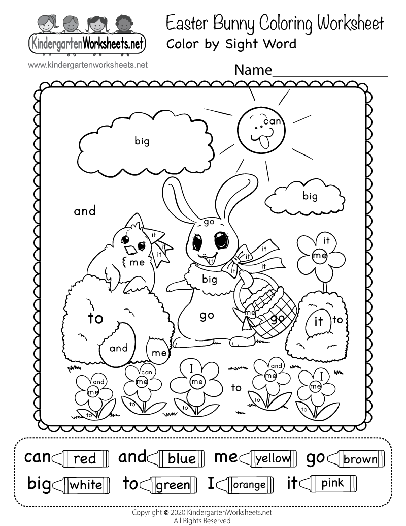 Easter Bunny Color By Sight Word Worksheet Free Printable Digital PDF Easter Reading Worksheet Free Printable Digital PDF