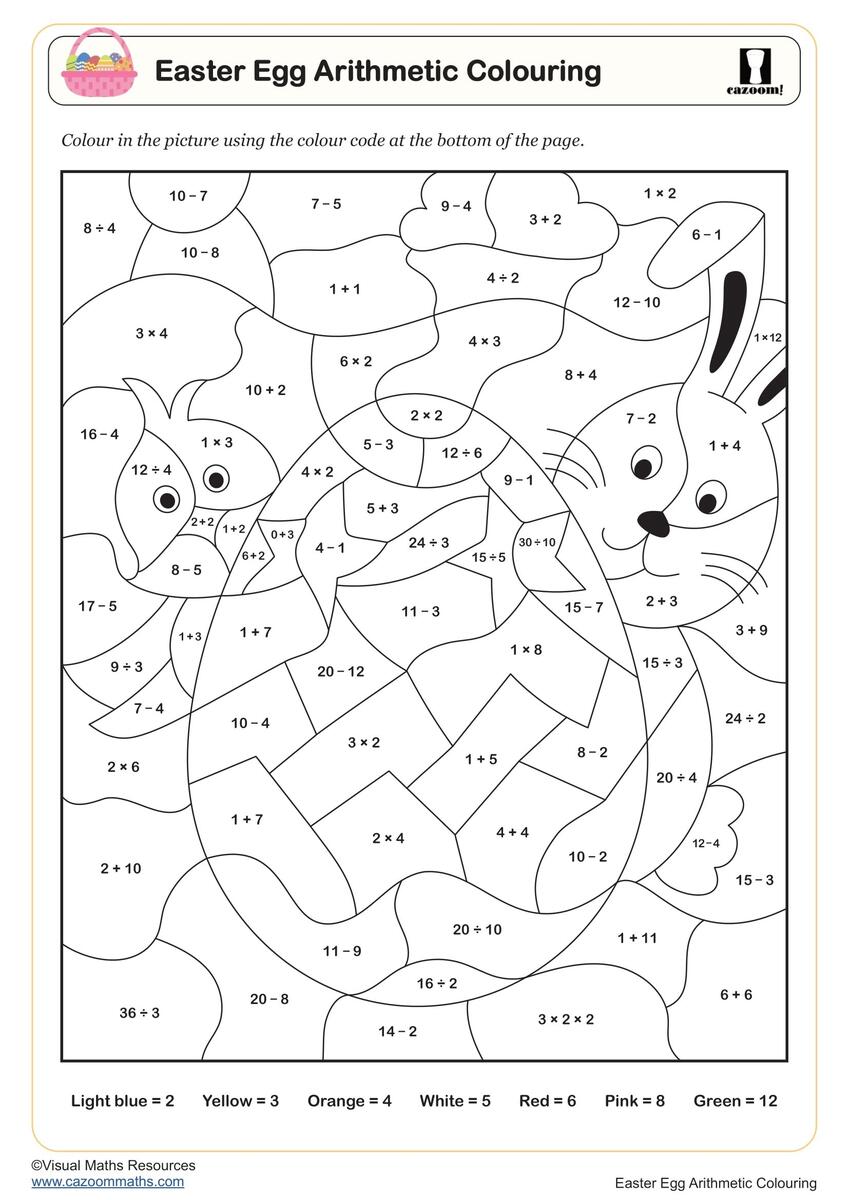 Easter Egg Arithmetic Colouring Worksheet Fun And Engaging Year 2 And 3 Easter Worksheet Easter Egg Arithmetic Colouring Worksheet Fun And Engaging Year 2 And 3 Easter Worksheet
