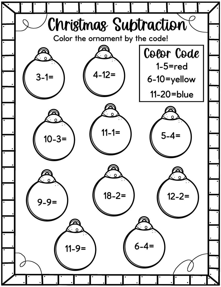 Easy Christmas Math Worksheets Free Kids Activity Zone Christmas Color By Number Pages