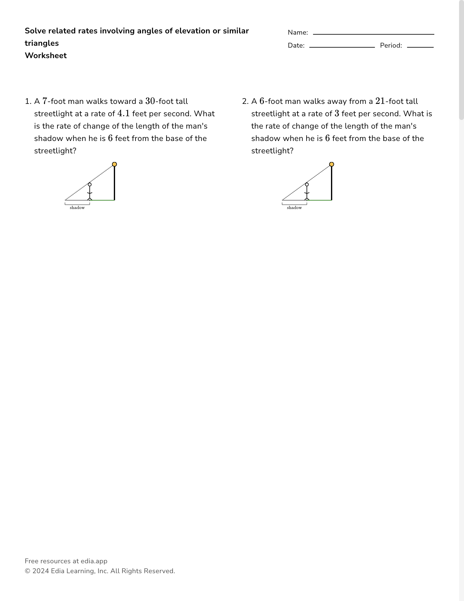Related Rates Problems Zpattersoncalculus Worksheets Library