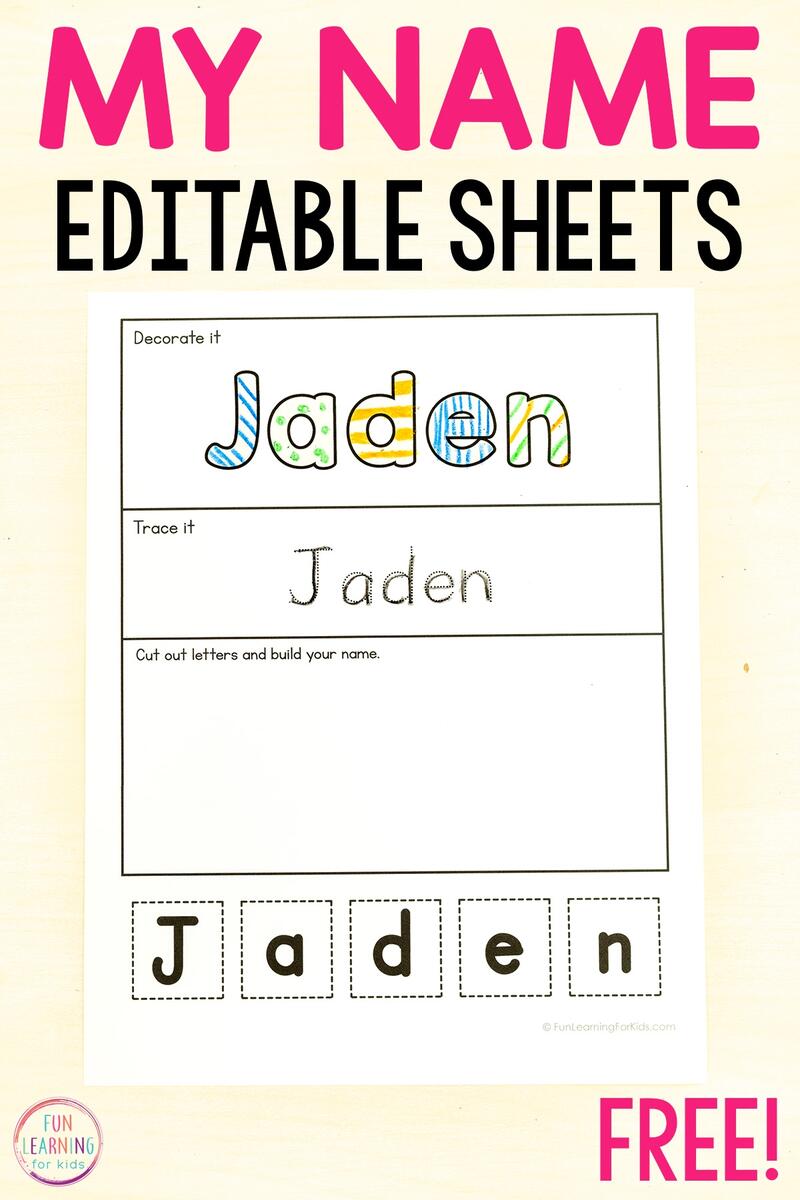 Editable Cut And Paste Build Your Name Worksheets All About Me Printable Preschool Worksheet Free PDF MindyMakes