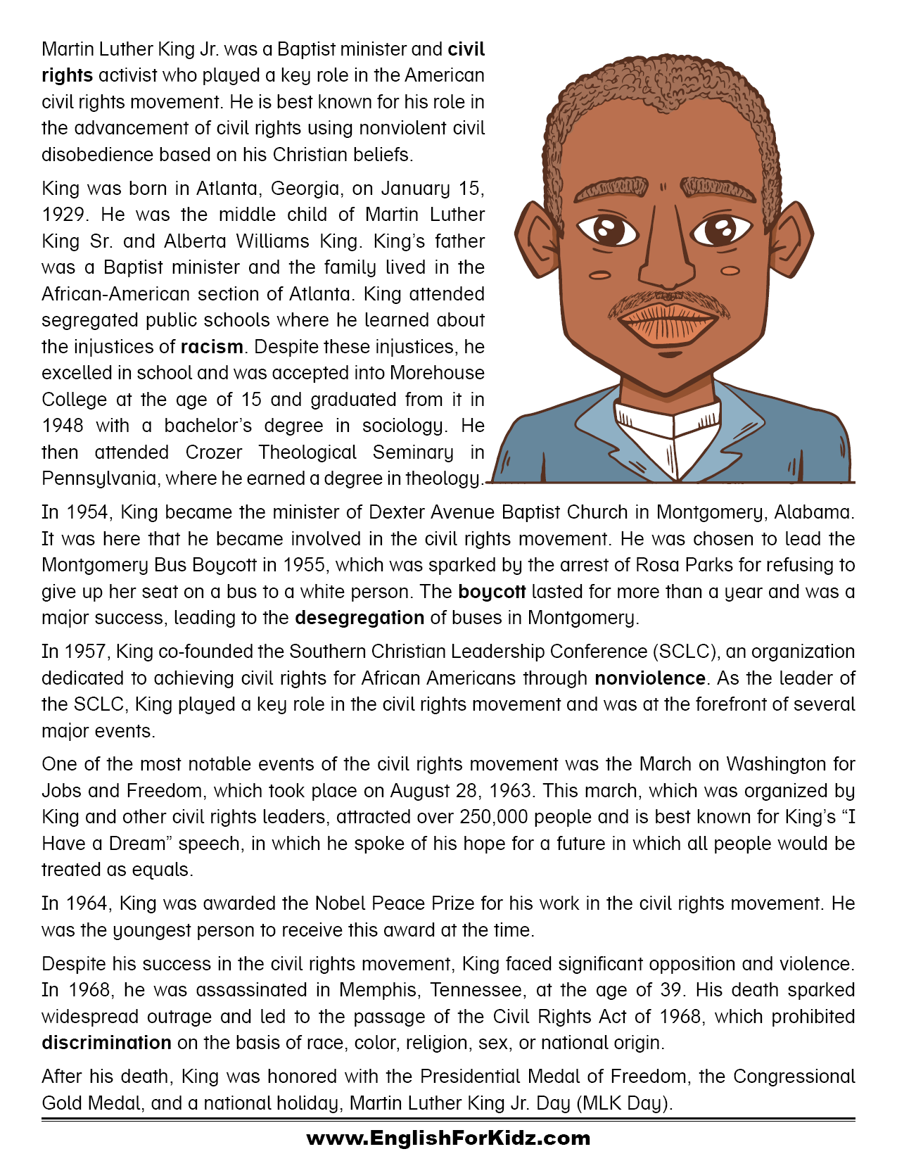 English For Kids Step By Step Martin Luther King Jr Day Worksheets Free PDF English For Kids Step By Step Martin Luther King Jr Day Worksheets Free PDF