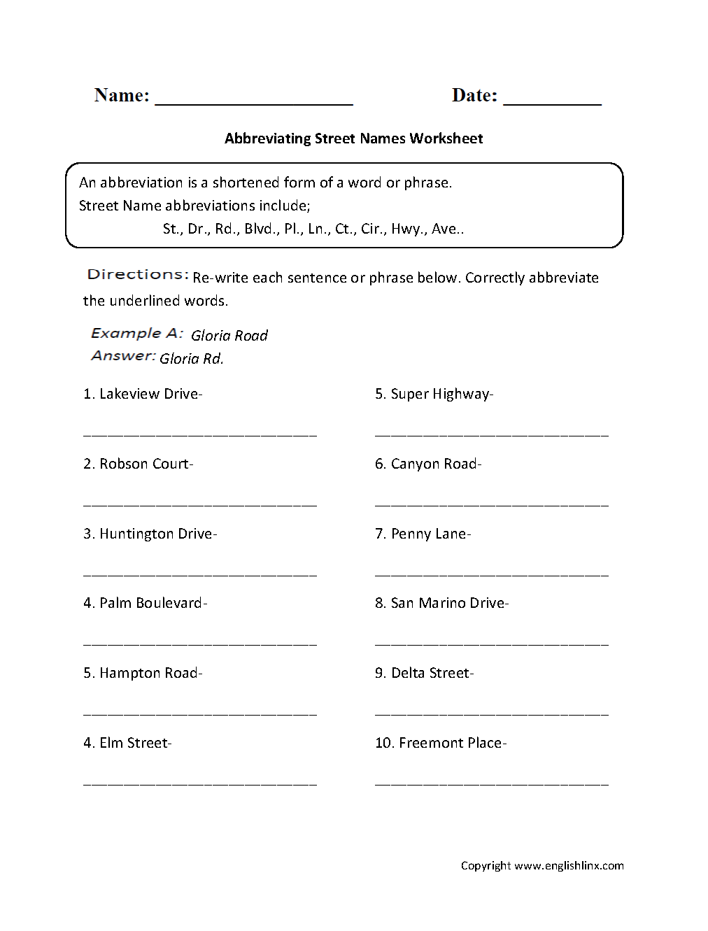 Abbreviations Facts Worksheets Examples Definition For Kids